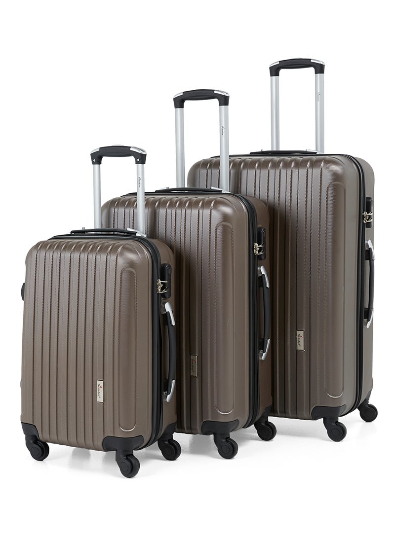 SENATOR Hard Case Travel Bags Trolley Luggage Set of 3 ABS Lightweight Suitcase with 4 Spinner Wheels KH132 Coffee - Image 1