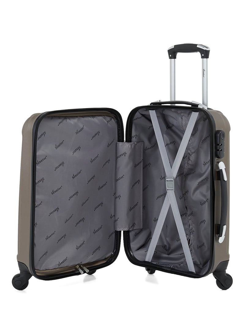 SENATOR Hard Case Travel Bag Cabin Luggage Trolley ABS Lightweight Suitcase with 4 Spinner Wheels KH132 Coffee  - Image 3