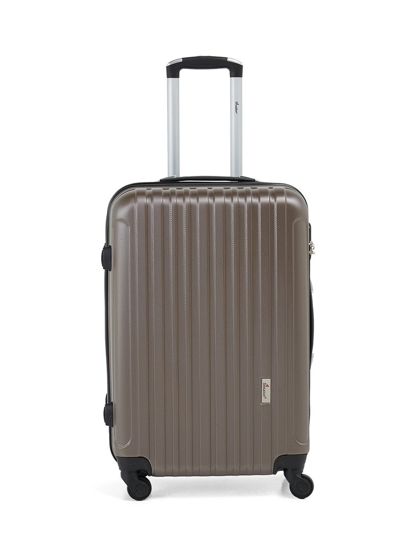 SENATOR - Hard Case Travel Bag Medium Checked Luggage Trolley ABS Lightweight Suitcase with 4 Spinner Wheels KH132 Coffee - Image 1