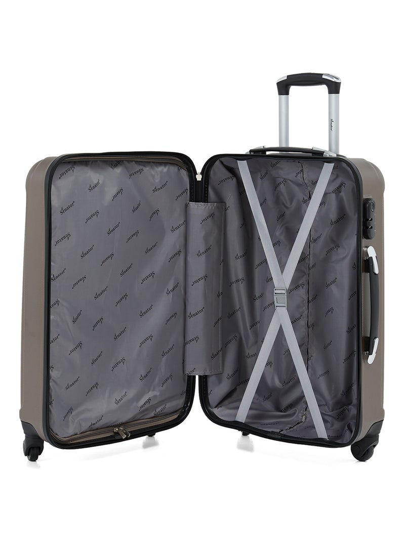 SENATOR - Hard Case Travel Bag Medium Checked Luggage Trolley ABS Lightweight Suitcase with 4 Spinner Wheels KH132 Coffee - Image 1