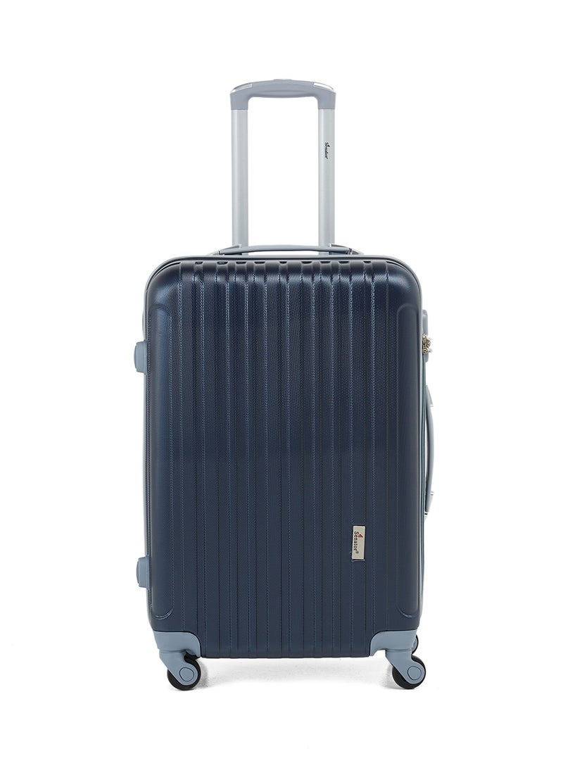 Hard Case Travel Bag Medium Checked Luggage Trolley ABS Lightweight Suitcase with 4 Spinner Wheels KH132 Navy - v1540714427/N18602995A_1