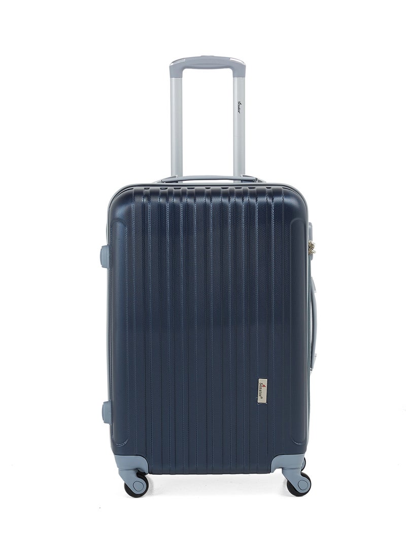 SENATOR Hard Case Travel Bag Large Checked Luggage Trolley ABS Lightweight Suitcase with 4 Spinner Wheels A1012 Navy Blue - Image 1