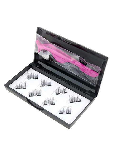 8 Piece Magnetic Lashes with Tweezers Set Black/Pink