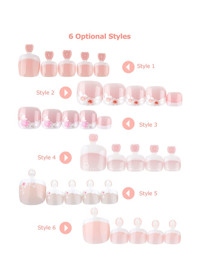 ANSELF 24-Piece False Toenail Tips Set Pink - Image 4