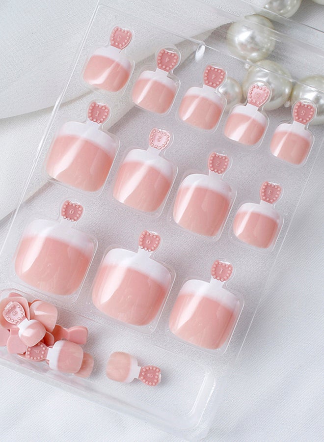 ANSELF 24-Piece False Toenail Tips Set Pink - Image 3