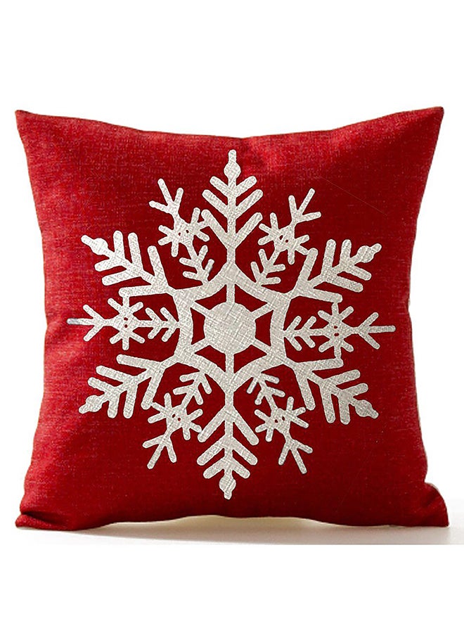 Snowflake Merry Christmas Printed Pillow Cover Multicolour 45x45centimeter