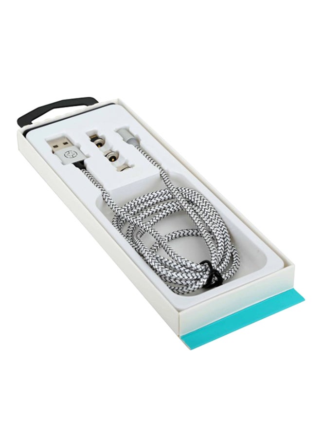3-In-1 Magnetic Charging Adapter Cable Silver/Black - Image 1
