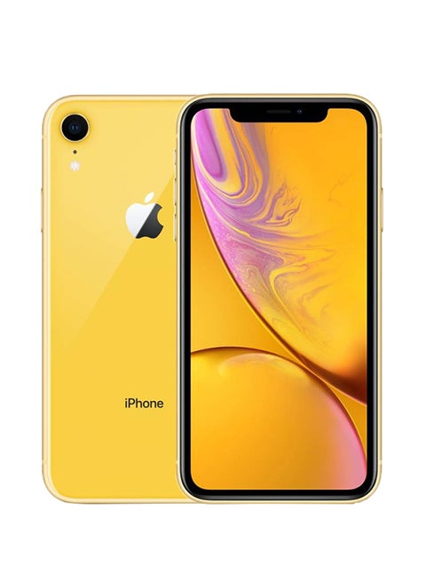 هاتف آيفون XR بشريحتين مزود ببرنامج فيس تايم باللون الأصفر سعة 64 غيغابايت وبشبكة 4G LTE