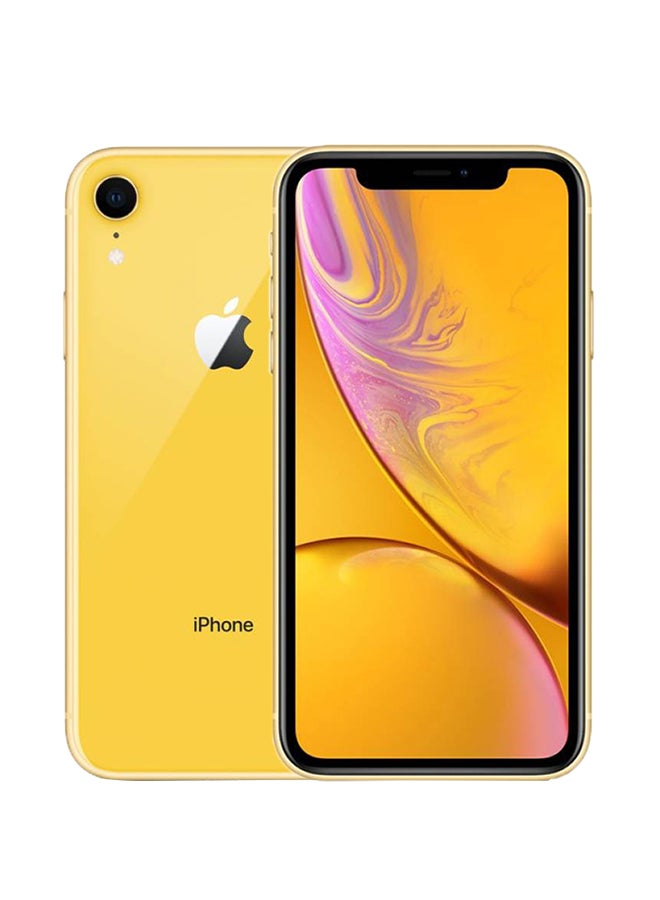 هاتف آيفون XR بشريحتين مزود ببرنامج فيس تايم باللون الأصفر سعة 64 غيغابايت وبشبكة 4G LTE