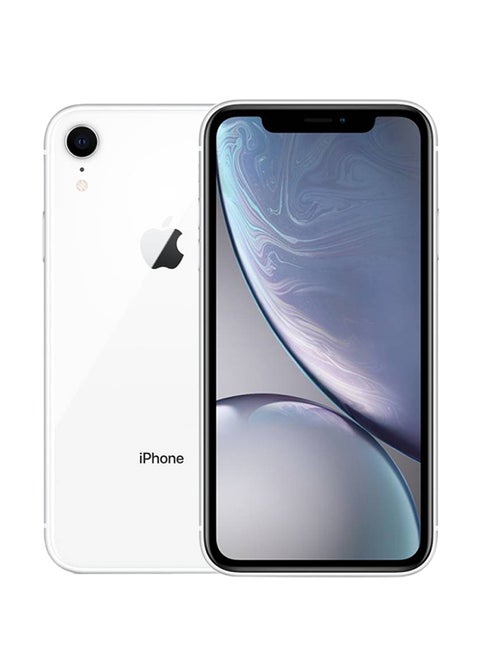 هاتف آيفون XR بشريحتين مزود بخاصية فيس تايم لون أبيض سعة 64 جيجابايت ويدعم خدمة 4G LTE