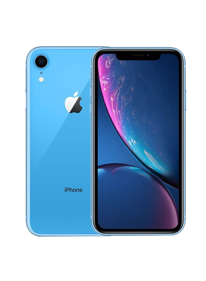 هاتف آيفون XR ثنائي الشريحة بذاكرة سعة 64 جيجابايت مع تطبيق فيس تايم يدعم تقنية 4G LTE لون أزرق-نسخة هونج كونج