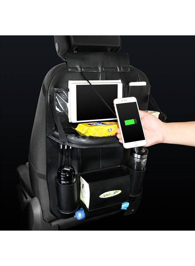 Auto Back Seat Organizer With Table Tray with 3 Charging Line - Image 2