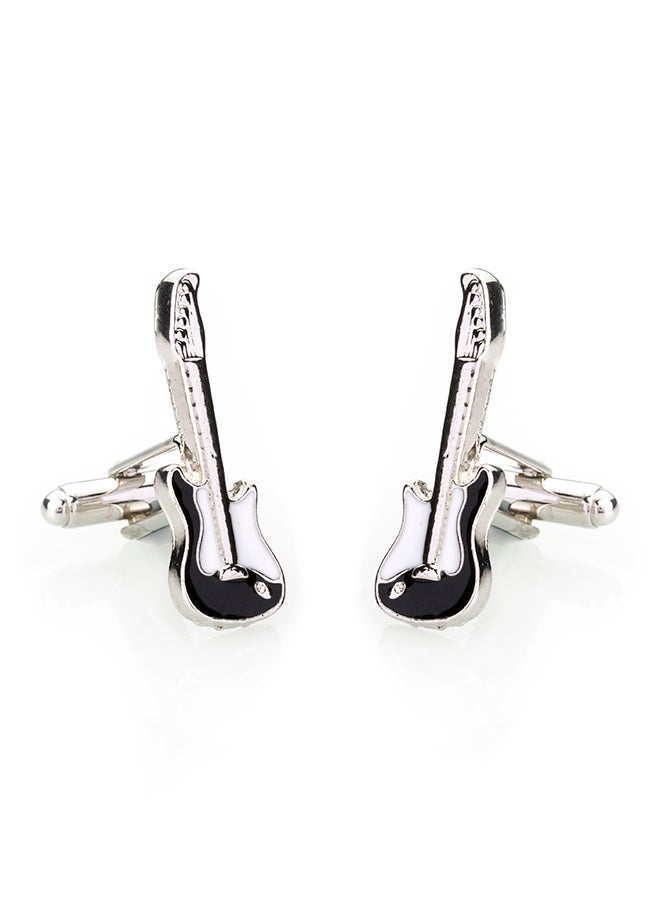 Shining Jewel - Rhodium Plated Rock Guitar Design Cufflinks - Image 1