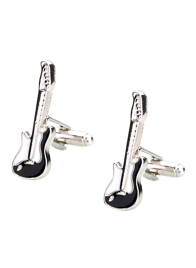 Shining Jewel - Rhodium Plated Rock Guitar Design Cufflinks - Image 1
