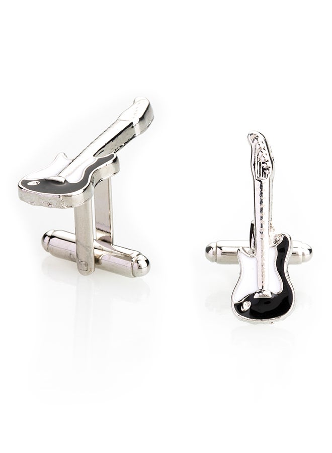 Shining Jewel - Rhodium Plated Rock Guitar Design Cufflinks - Image 1