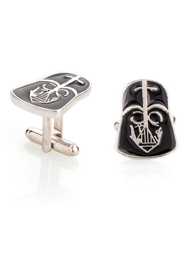 شاينينغ جويل أزرار أكمام قمصان مطلية بالروديوم بتصميم شخصية دارث فادير من سلسلة Star Wars - Image 3