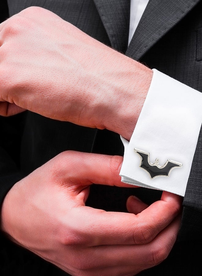 Shining Jewel - Rhodium Plated Batman Design Cufflinks - Image 1