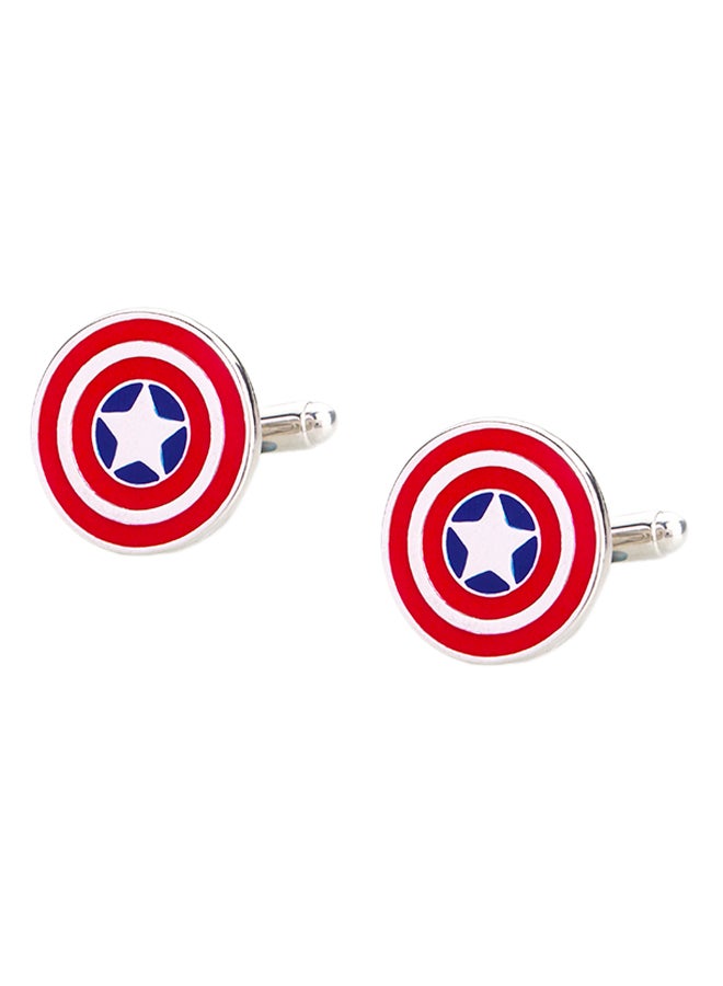 Shining Jewel - Rhodium Plated Captain America Design Cufflinks - Image 1