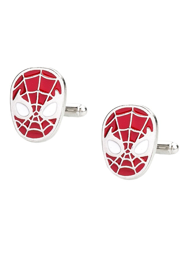 Shining Jewel - Rhodium Plated Spiderman Design Cufflinks - Image 1