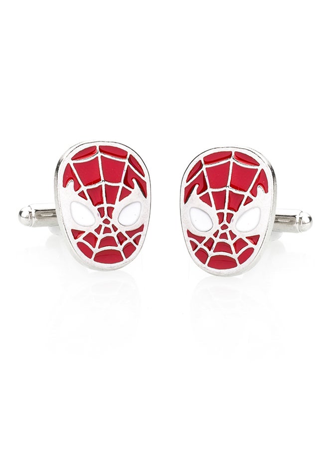 Shining Jewel - Rhodium Plated Spiderman Design Cufflinks - Image 1