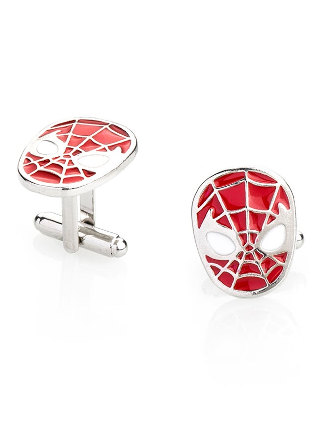 Shining Jewel - Rhodium Plated Spiderman Design Cufflinks - Image 1