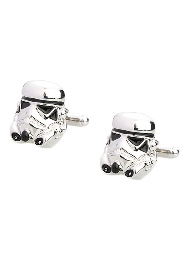 Shining Jewel - Rhodium Plated Stormtrooper Star Wars Design Cufflinks - Image 1