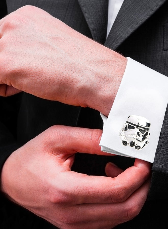 Shining Jewel - Rhodium Plated Stormtrooper Star Wars Design Cufflinks - Image 1