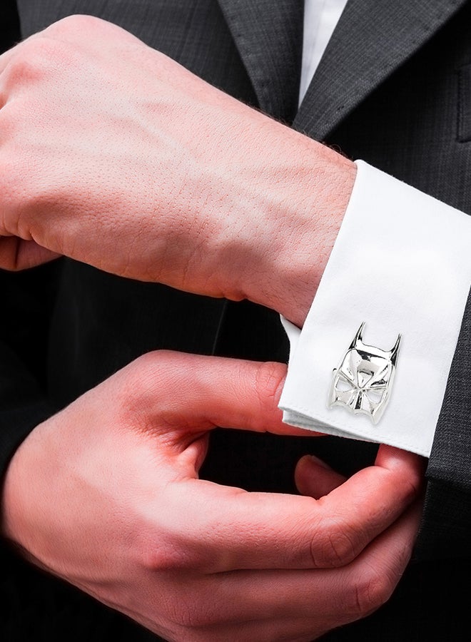 Shining Jewel - Rhodium Plated Batman Design Cufflinks - Image 1