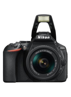 كاميرا D5600 رقمية ذات عدسة أحادية عاكسة مع عدسة نيكور AF-P DX ببعد بؤري 18-55 ملم وعدسات VR بفتحة f/3.5-5.6G، بدقة 24.2 ميجابكسل مدمج بها خاصية الواي فاي وNFC ومزودة بتقنية البلوتوث