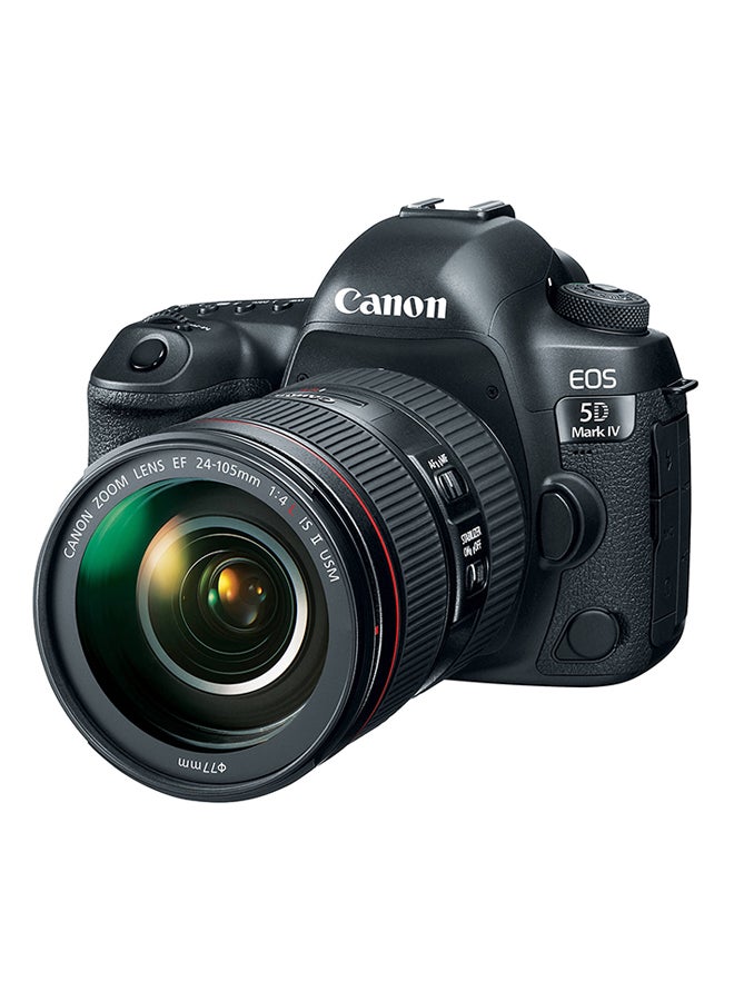 كانون كاميرا EOS 5D مارك IV بعدسة بتركيز إلكتروني مقاس 25 إلى 105 مم وفتحة F/4L  من نوع  II USM بميزة تثبيت الصورة بدقة 30.4 ميجابكسل وشاشة لمس LCD وتقنية واي فاي مدمجة وتقنية الوسم الجغرافي بنظام تحديد المواقع  - Image 1