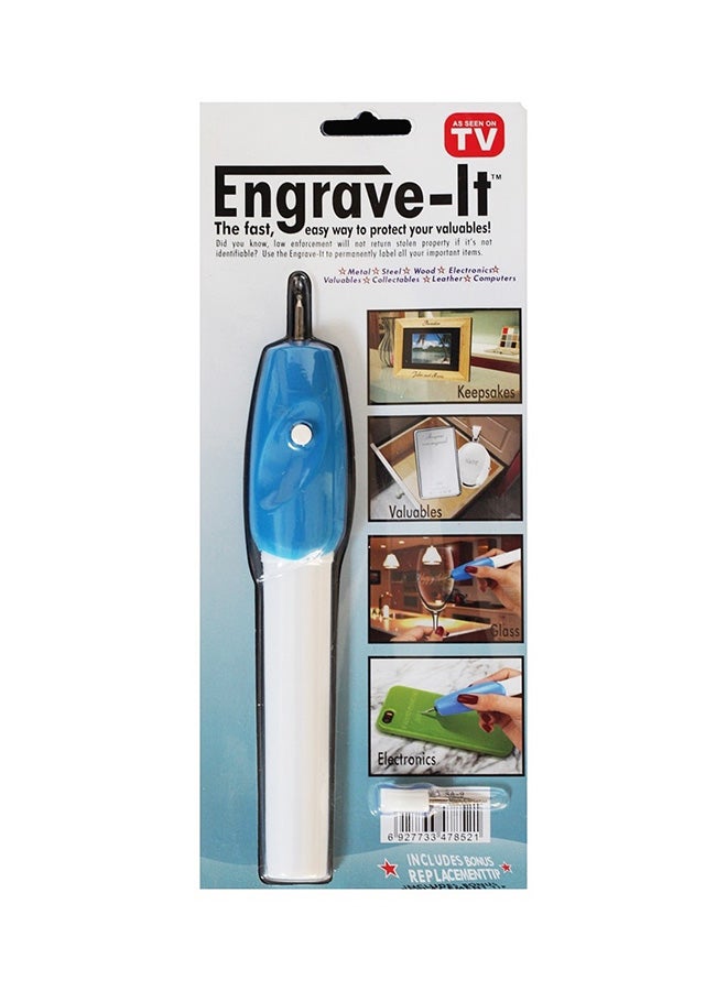 AS SEEN ON TV - Engrave-It Engraving Tool White/Blue - Image 1