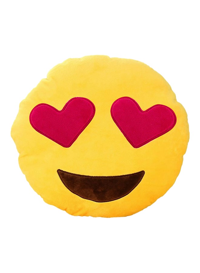 BeeCool Emoji Love In My Eyes Round Cushion Pillow Yellow/Red  - Image 1