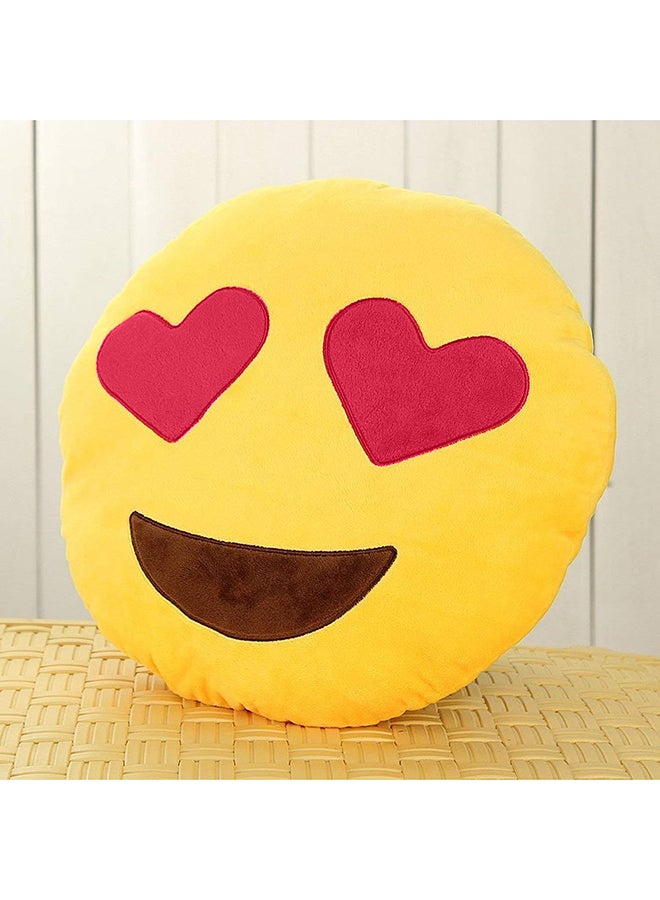 BeeCool Emoji Love In My Eyes Round Cushion Pillow Yellow/Red  - Image 3