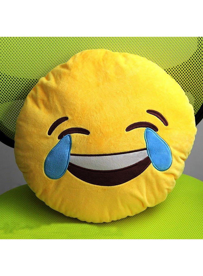 BeeCool Emoji Smiley Emoticon Crying Round Cushion Pillow Yellow - Image 3