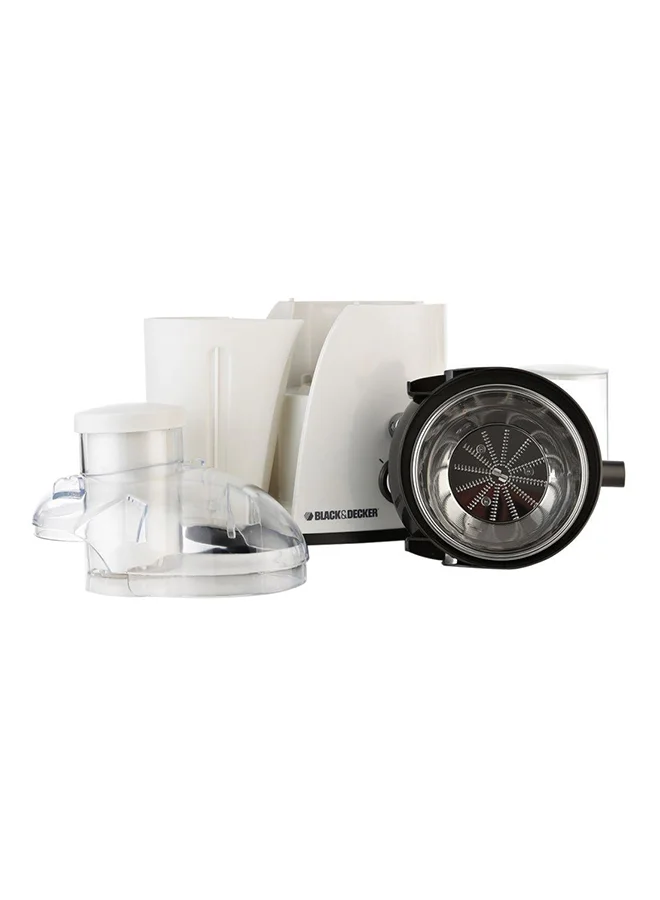 BLACK+DECKER High-Speed Juice Extractor, 65mm XL Feed Chute, 1.3L Pulp Container, 350ml Juice Cup, BPA Free, Stainless Steel Filter, Easy Fruit and Vegetable Juicing, 1.3 L 400 W JE400-B5 White