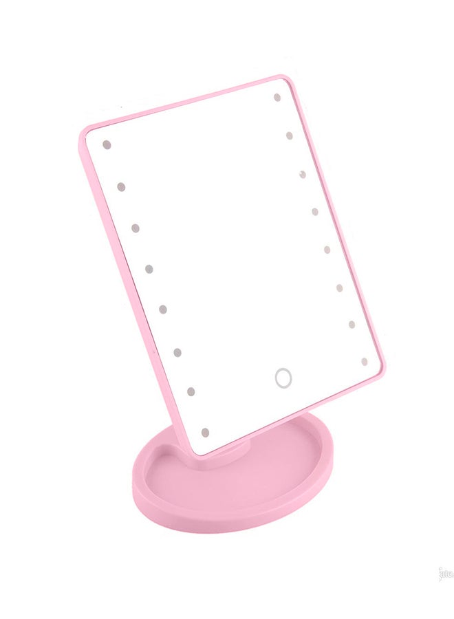 Generic Makeup Mirror With LED Lights Pink 14x8x5inch  - Image 1