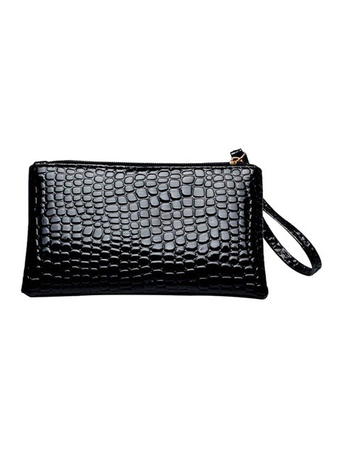 Crocodile Pattern Clutch Black