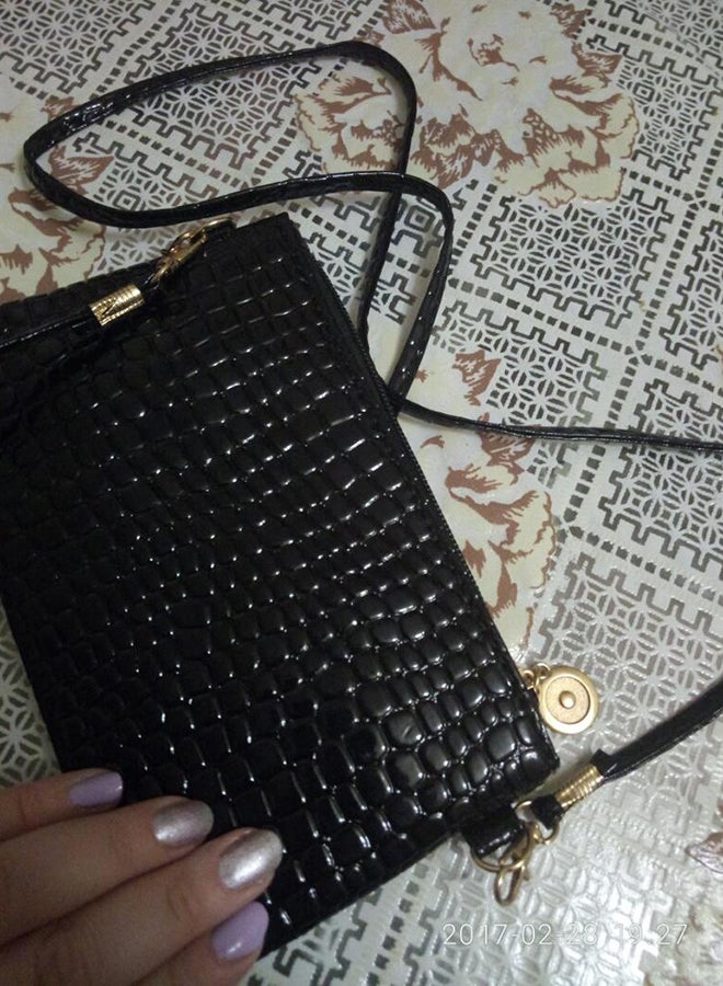 Bluelans - Alligator Pattern Crossbody Bag Black - Image 1