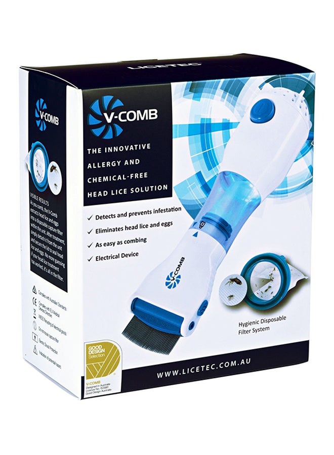 V-Comb - Electronic Lice Comb White/Blue - Image 1