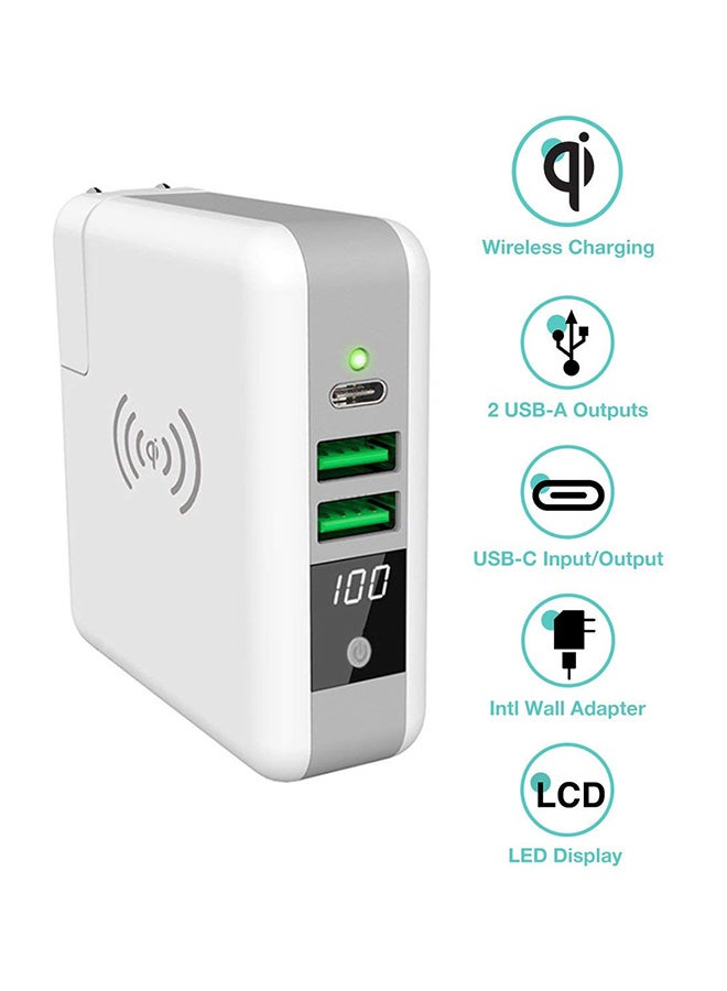 TINGZ 3 In 1 Qi Wireless Power Bank White 