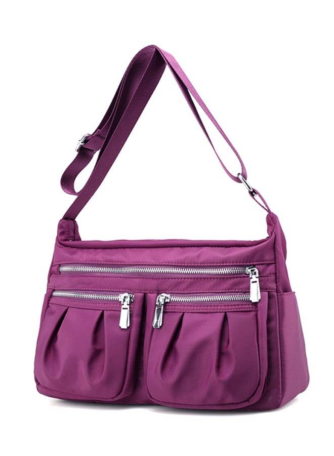 Adjustable Strap Nylon Shoulder Bag Purple - Image 3
