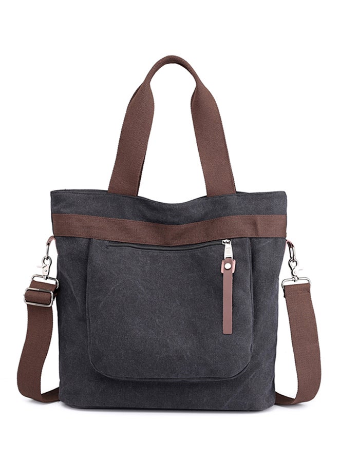 Adjustable Strap Canvas Shopper/Tote Black - Image 1