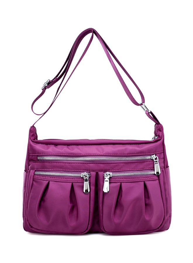 Adjustable Strap Nylon Shoulder Bag Purple - Image 1