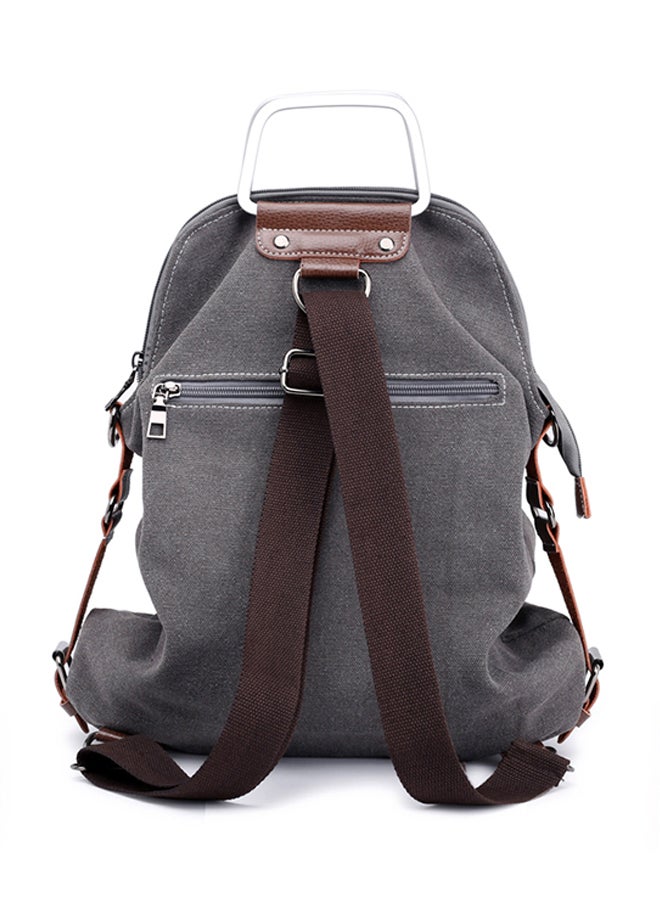 Adjustable Strap Canvas Backpack Grey - Image 2