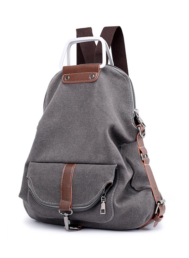 Adjustable Strap Canvas Backpack Grey - Image 3
