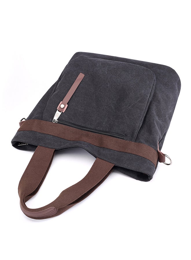 Adjustable Strap Canvas Shopper/Tote Black - Image 3