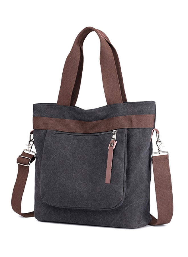 Adjustable Strap Canvas Shopper/Tote Black - Image 2
