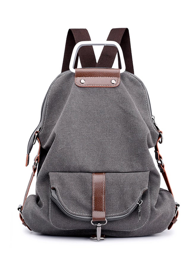 Adjustable Strap Canvas Backpack Grey - Image 1