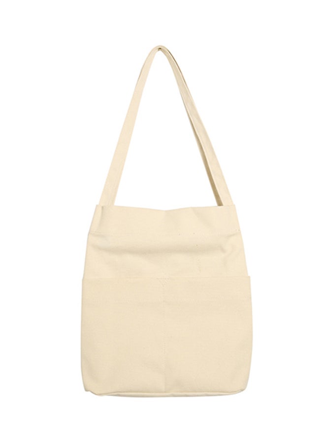 Stitch Detail Canvas Shopper/Tote White  - Image 1