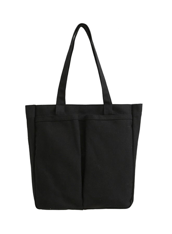Stitch Detail Canvas Shopper/Tote Black  - Image 1